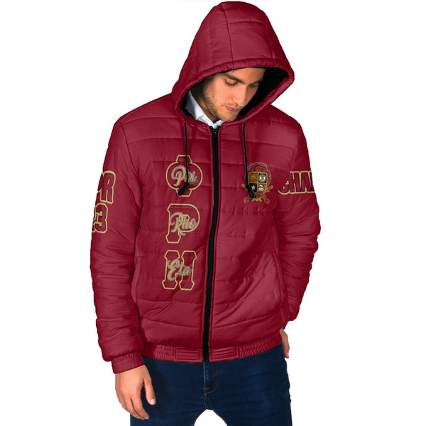 Fraternity Jacket - Personalized Phi Rho Eta Men Hooded Padded Jacket Original Maroon Style