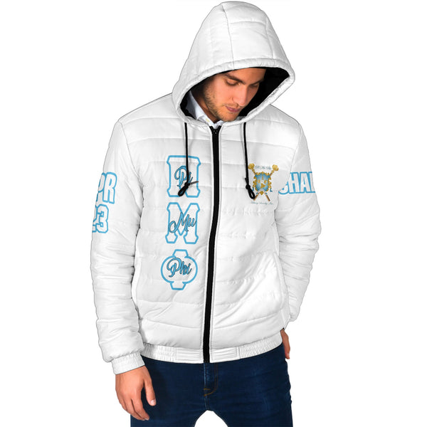 Sorority Jacket - Personalized Pi Mu Phi Men Hooded Padded Jacket Original White Style