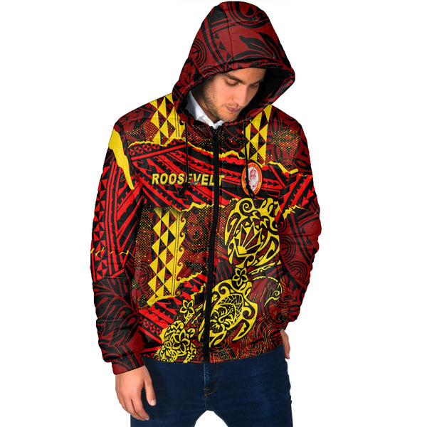 Hawaii Roosevelt High School Custom Men Hooded Padded Jacket Polynesian Turtle Style