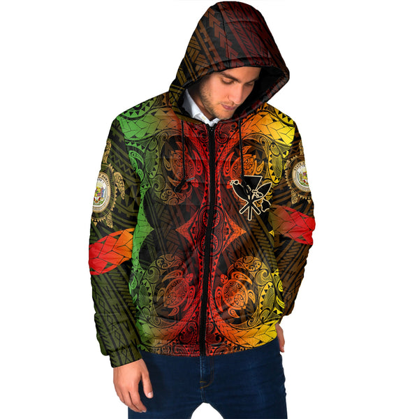 Kanaka Maoli Hawaii Men Hooded Padded Jacket Reggae Style