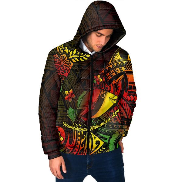 Hawaii Humuhumu Fish Men Hooded Padded Jacket Reggae Style