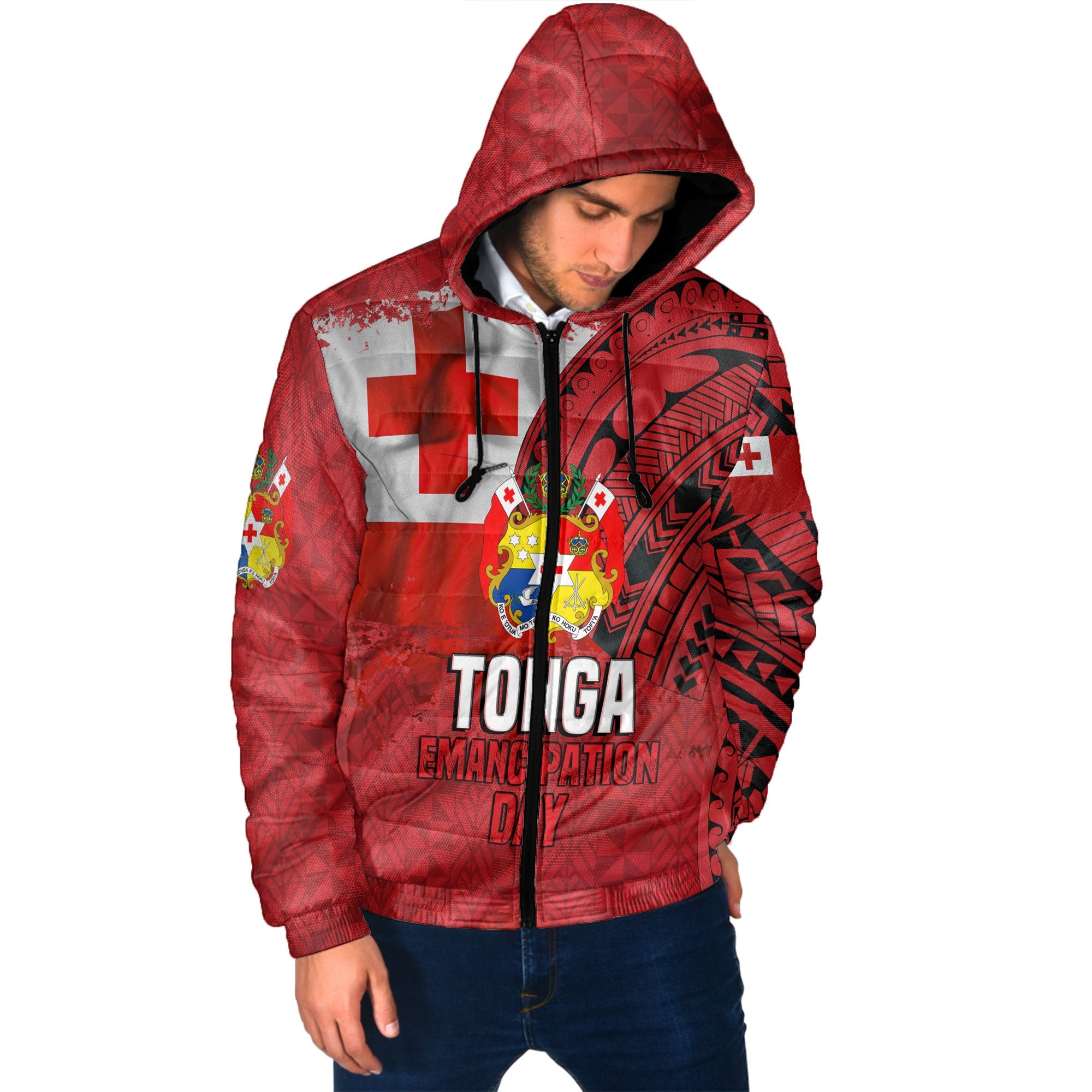 Tonga Independence Emancipation Day Men Hooded Padded Jacket