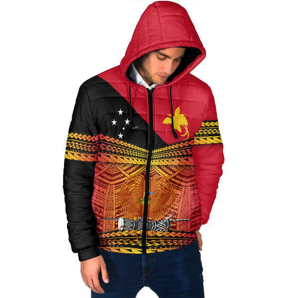 Papua New Guinea Independence Day Men Hooded Padded Jacket PNG Emblem Style