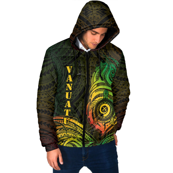 Vanuatu Men Hooded Padded Jacket Polynesian Reggae Style