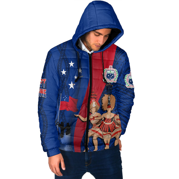 Samoa Independence Day Men Hooded Padded Jacket Celebrating Dance Style