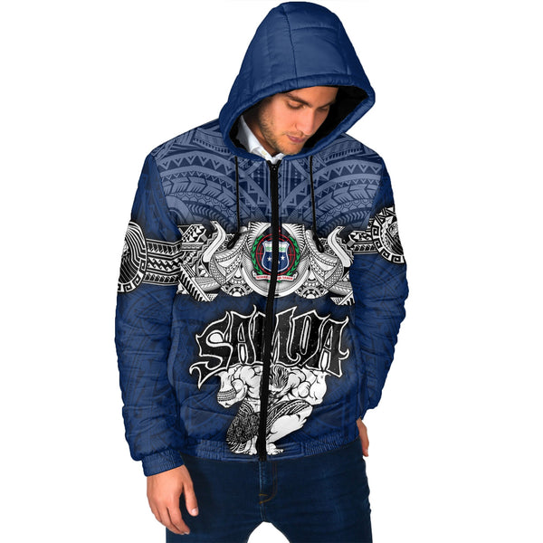 Custom Samoa Warrior Men Hooded Padded Jacket