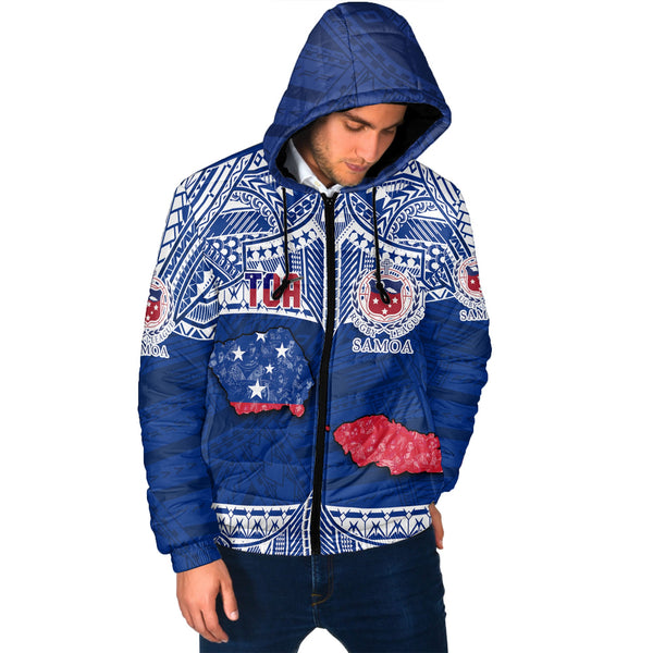 Custom Samoa TOA Rugby Men Hooded Padded Jacket Map Style