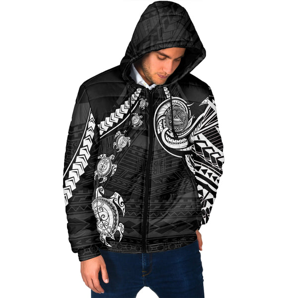 Seal Of American Samoa Men Hooded Padded Jacket Turtle Style