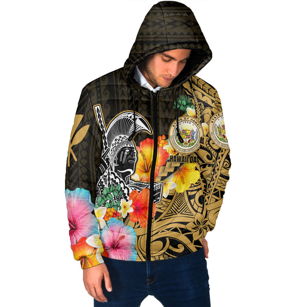 Hawaii Day King Kamehameha Men Hooded Padded Jacket