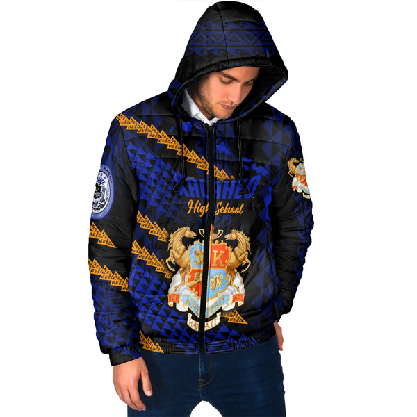 Hawaii Kalaheo High School Custom Men Hooded Padded Jacket Map Style