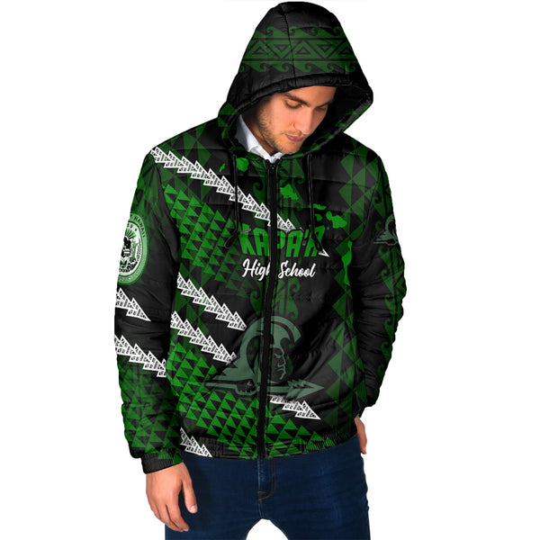 Hawaii Kapaa High School Custom Men Hooded Padded Jacket Map Style