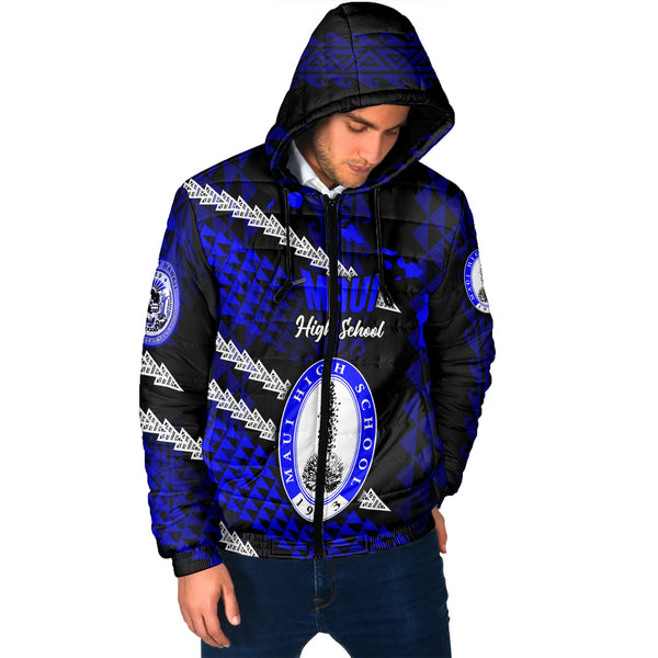 Hawaii Maui High School Custom Men Hooded Padded Jacket Map Style