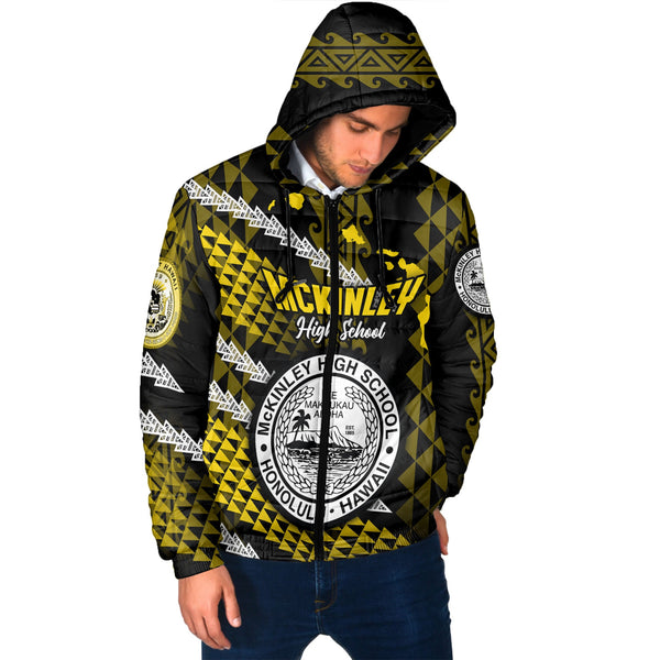 Hawaii President William McKinley High School Custom Men Hooded Padded Jacket Map Style