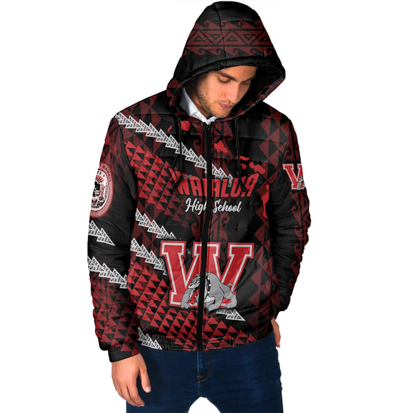 Hawaii Waialua High & Intermediate School Custom Men Hooded Padded Jacket Map Style