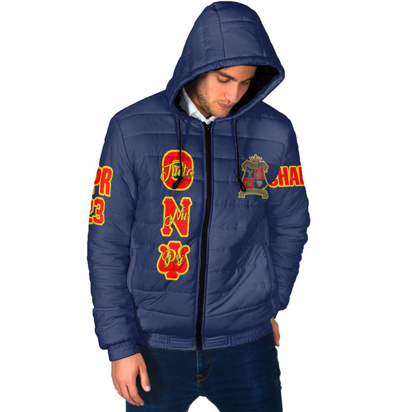 Fraternity Jacket - Personalized Theta Nu Psi Men Hooded Padded Jacket Original Blue Style