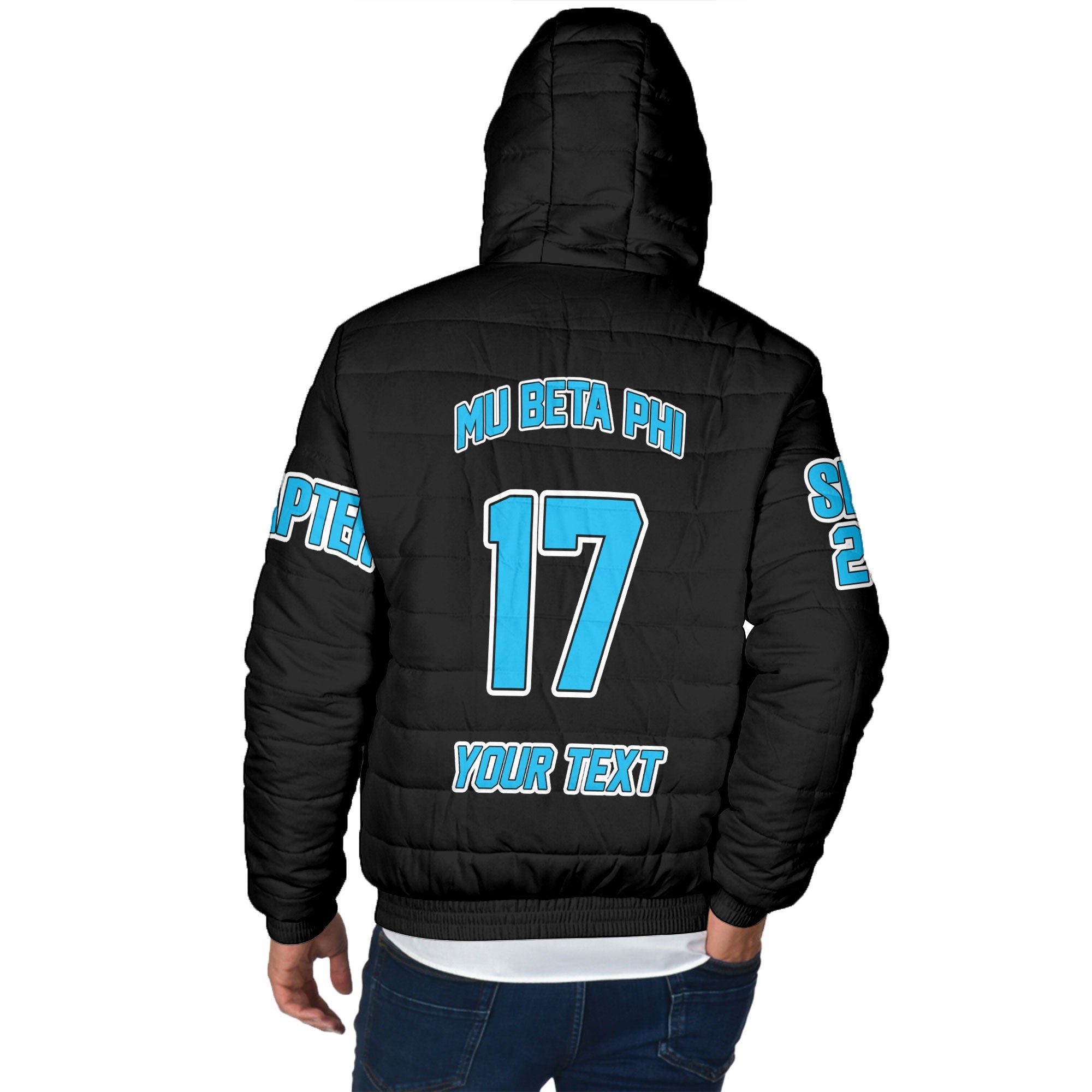 Fraternity Jacket - Personalized Mu Beta Phi Men Hooded Padded Jacket Original Dark Style