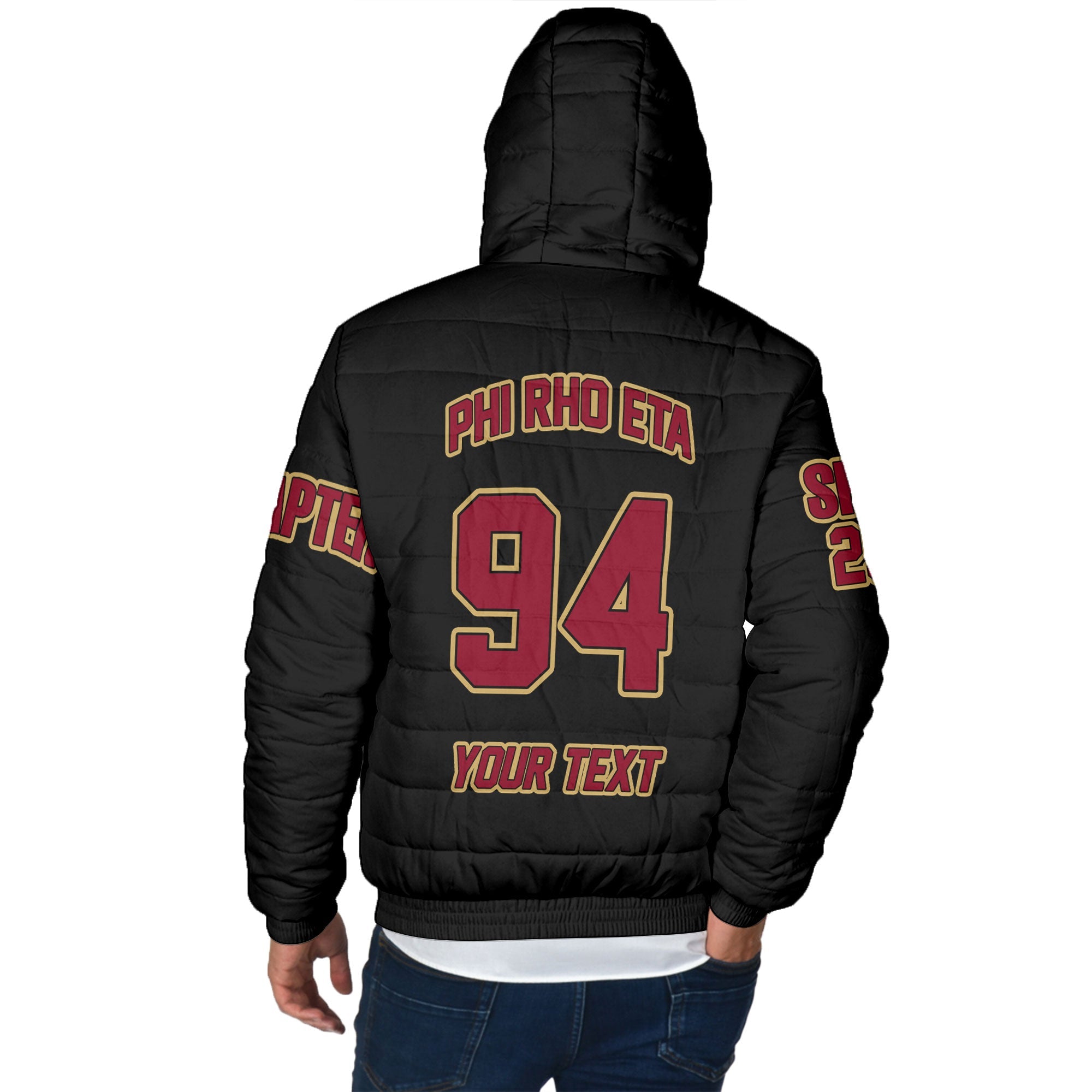 Fraternity Jacket - Personalized Phi Rho Eta Men Hooded Padded Jacket Original Dark Style