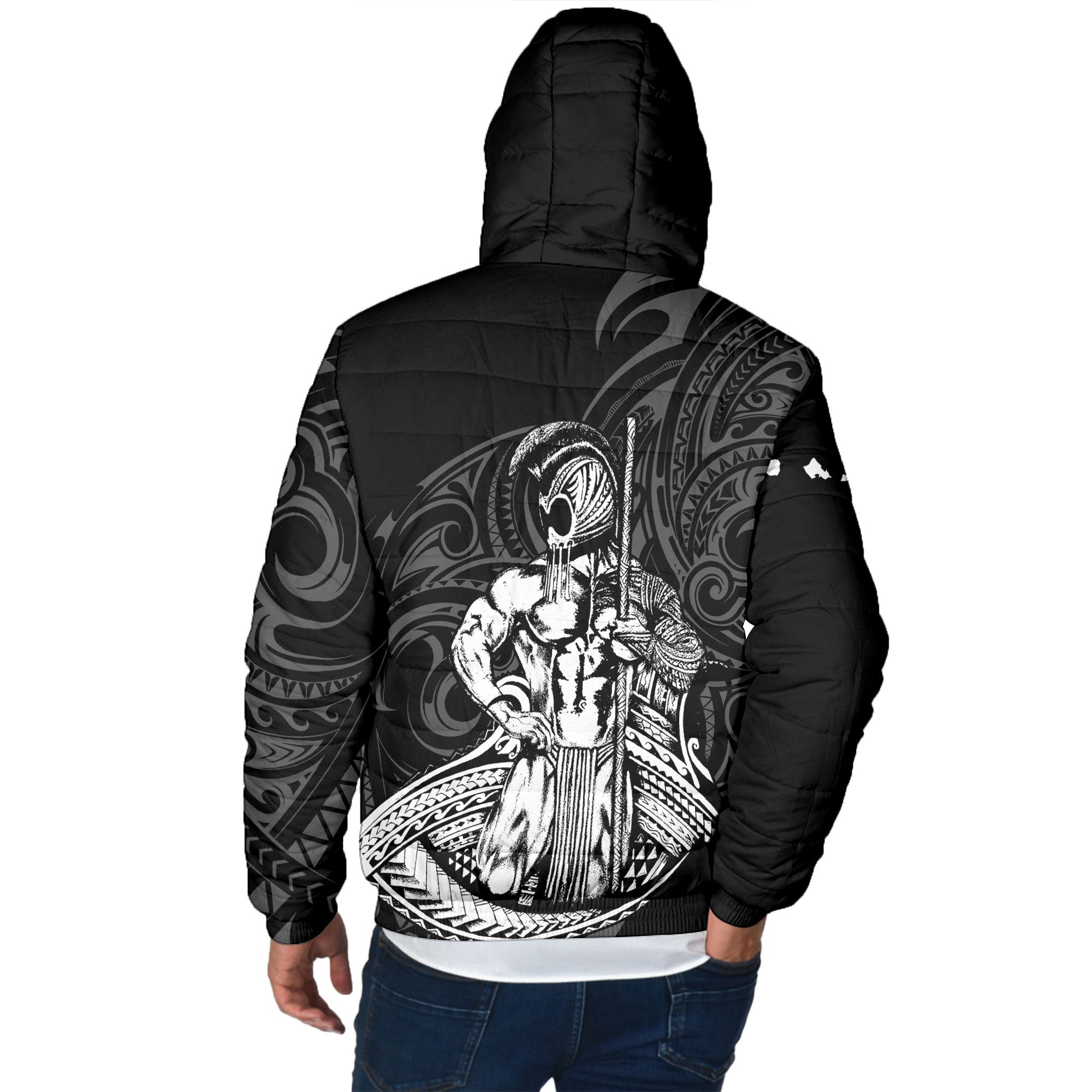 Hawaii Ikaika Warrior Men Hooded Padded Jacket Polynesian Style