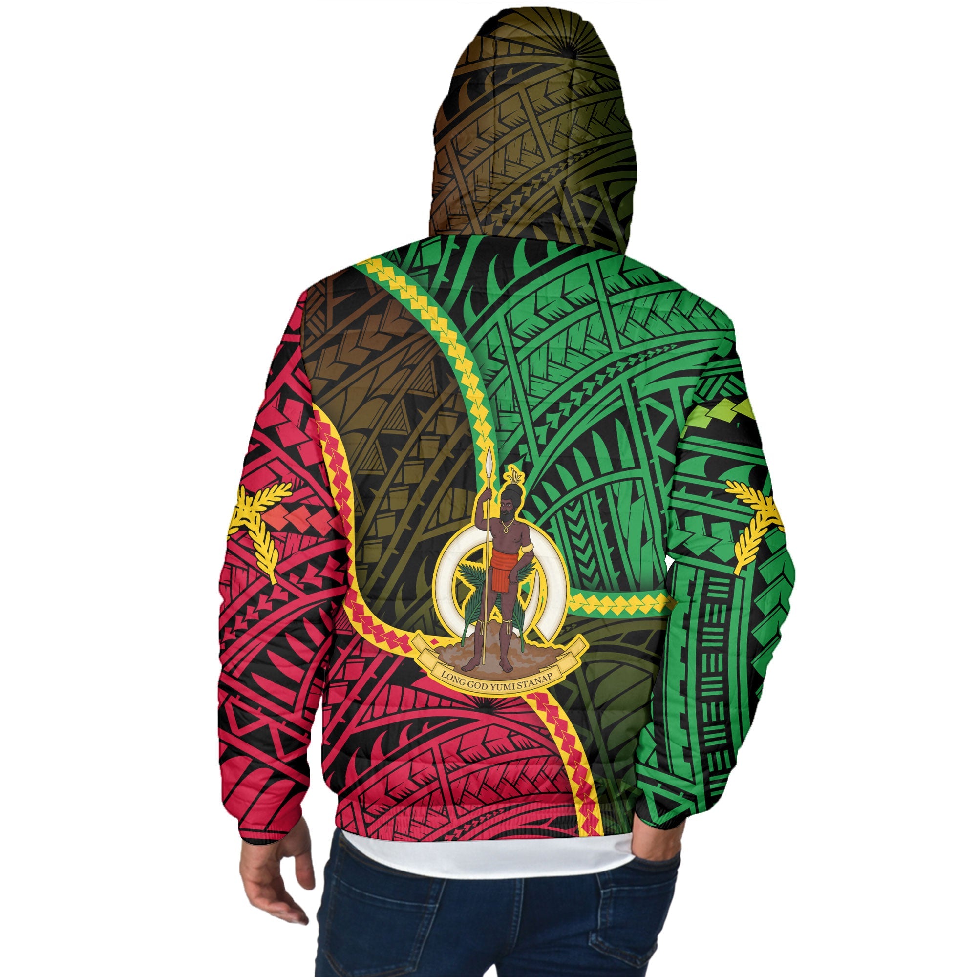 Vanuatu Men Hooded Padded Jacket Independence Day 43rd Anniversary Style