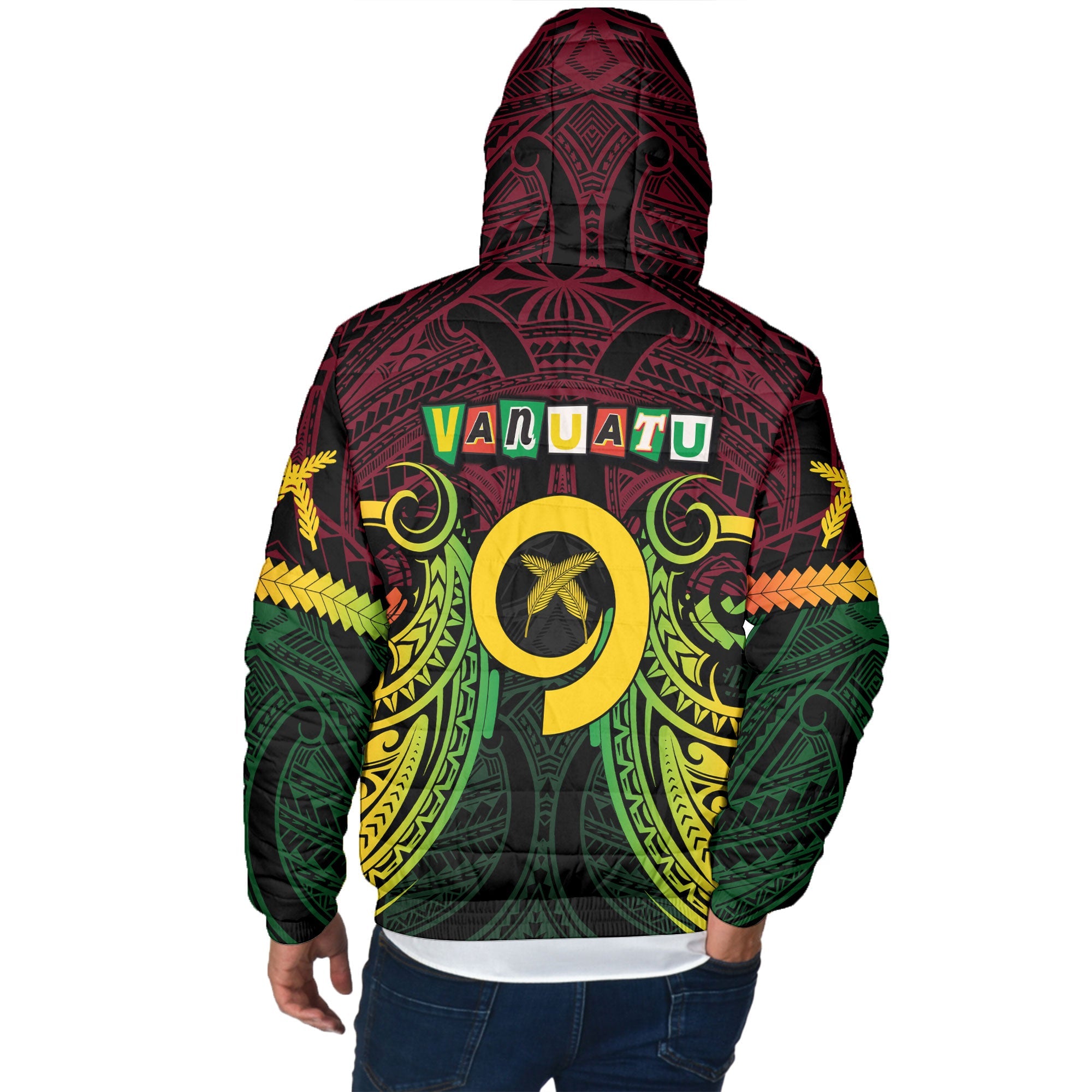 Vanuatu Men Hooded Padded Jacket Independence Day 43rd Anniversary Style 2