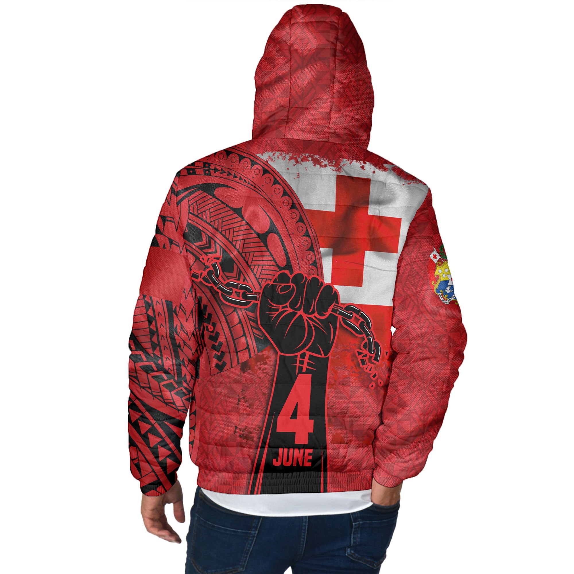 Tonga Independence Emancipation Day Men Hooded Padded Jacket