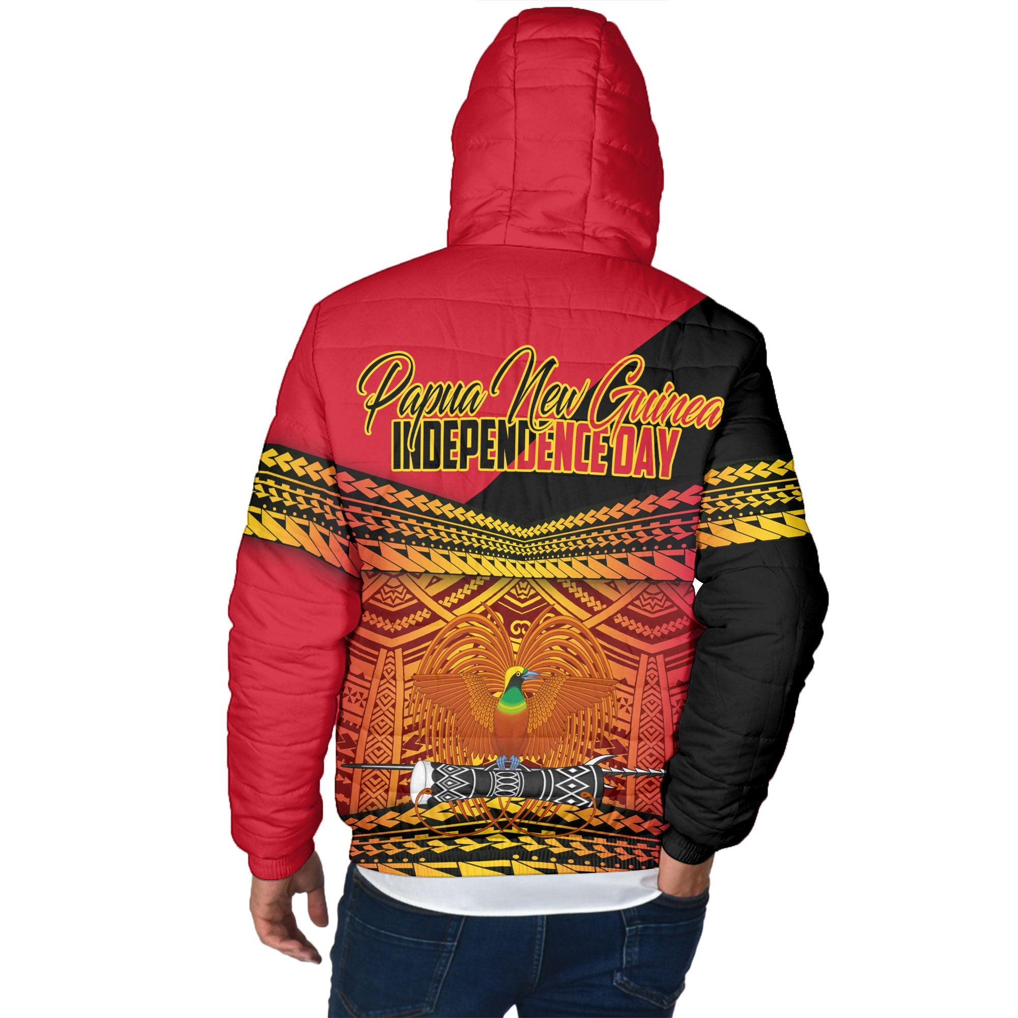 Papua New Guinea Independence Day Men Hooded Padded Jacket PNG Emblem Style