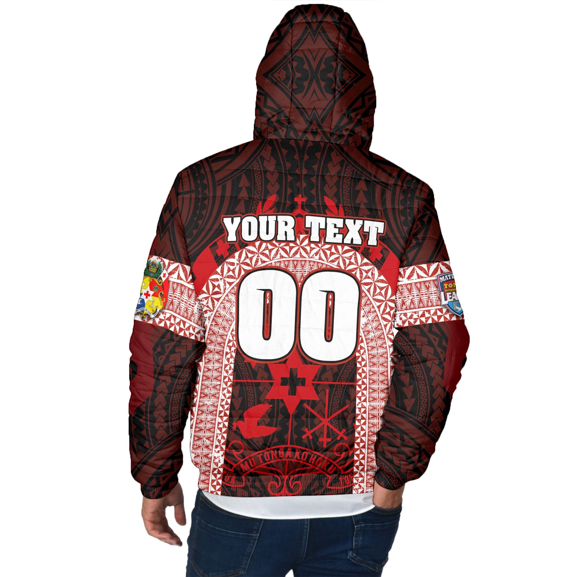 Custom Tonga Mate Ma'a Rugby League Men Hooded Padded Jacket