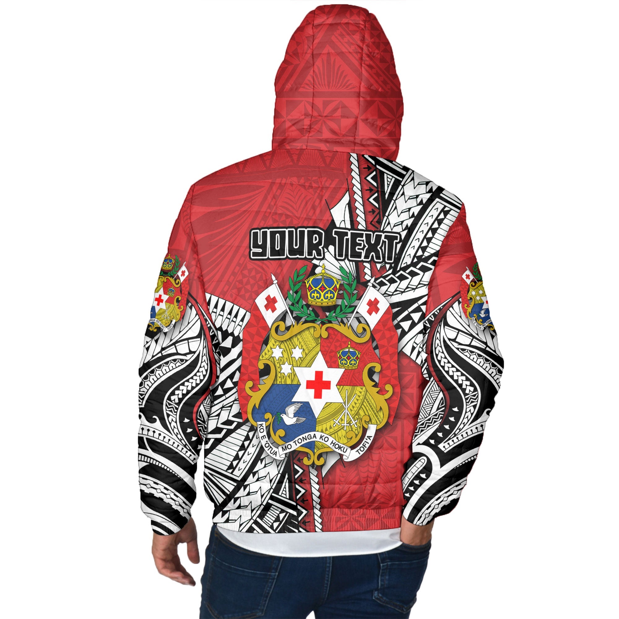 Custom Tonga Vava'u Lahi Coat Of Arms Men Hooded Padded Jacket