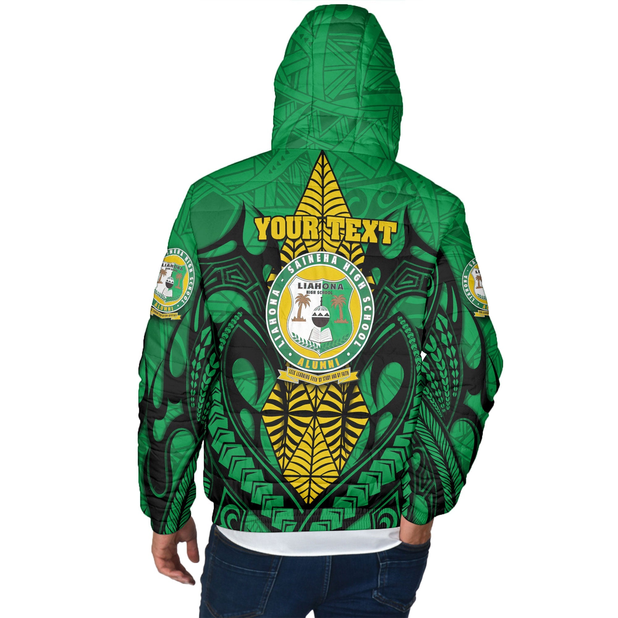 Custom Tonga Liahona High School Men Hooded Padded Jacket