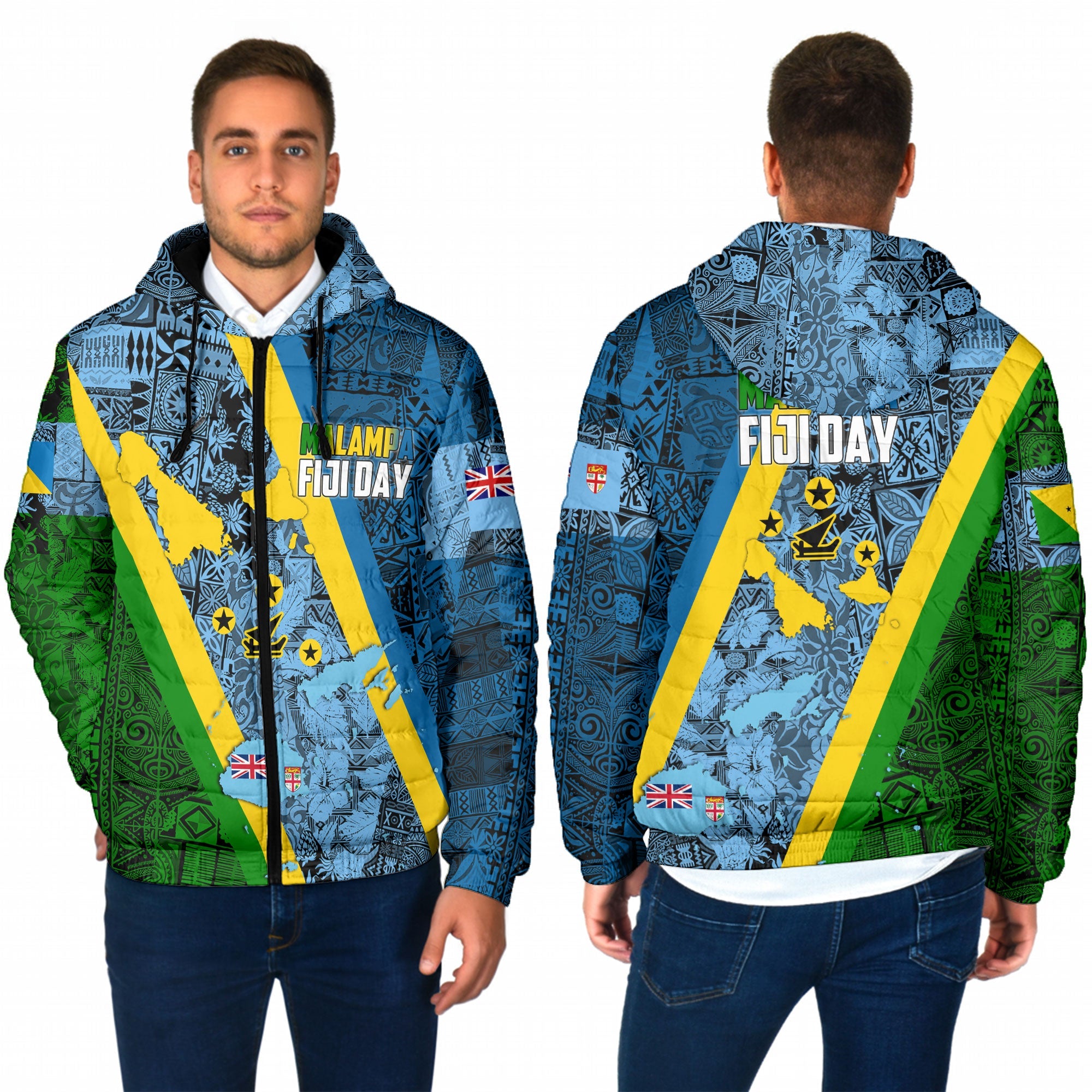 Malampa Fiji Day Men Hooded Padded Jacket