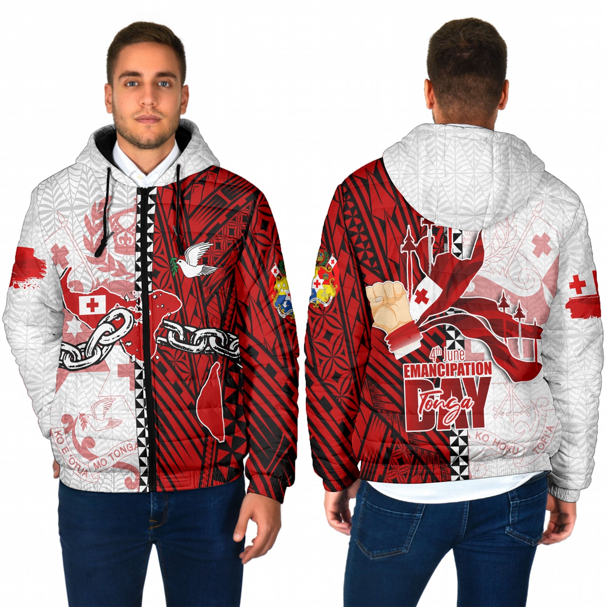 Tonga National Emancipation Day Men Hooded Padded Jacket