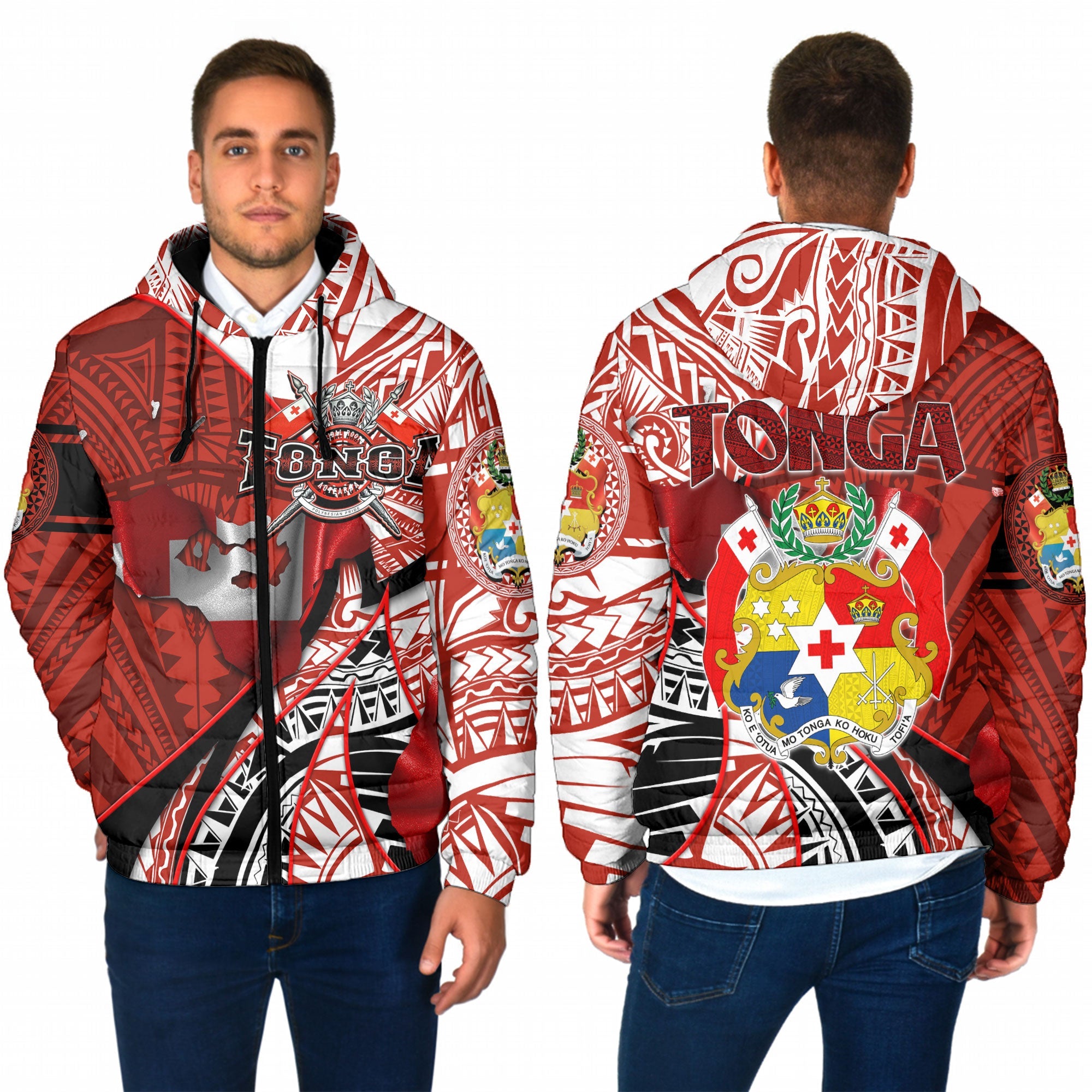 Tonga In My Heart Royal Coat Of Arms Men Hooded Padded Jacket