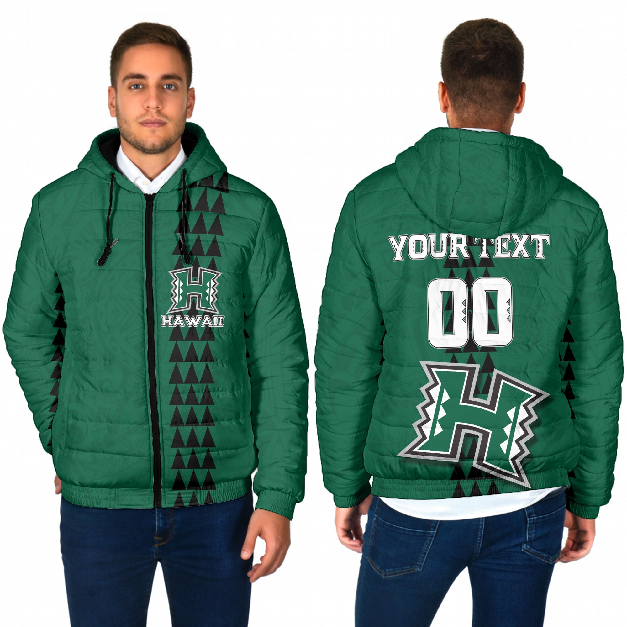 Custom Hawaii Rainbow Warriors Rugby Men Hooded Padded Jacket