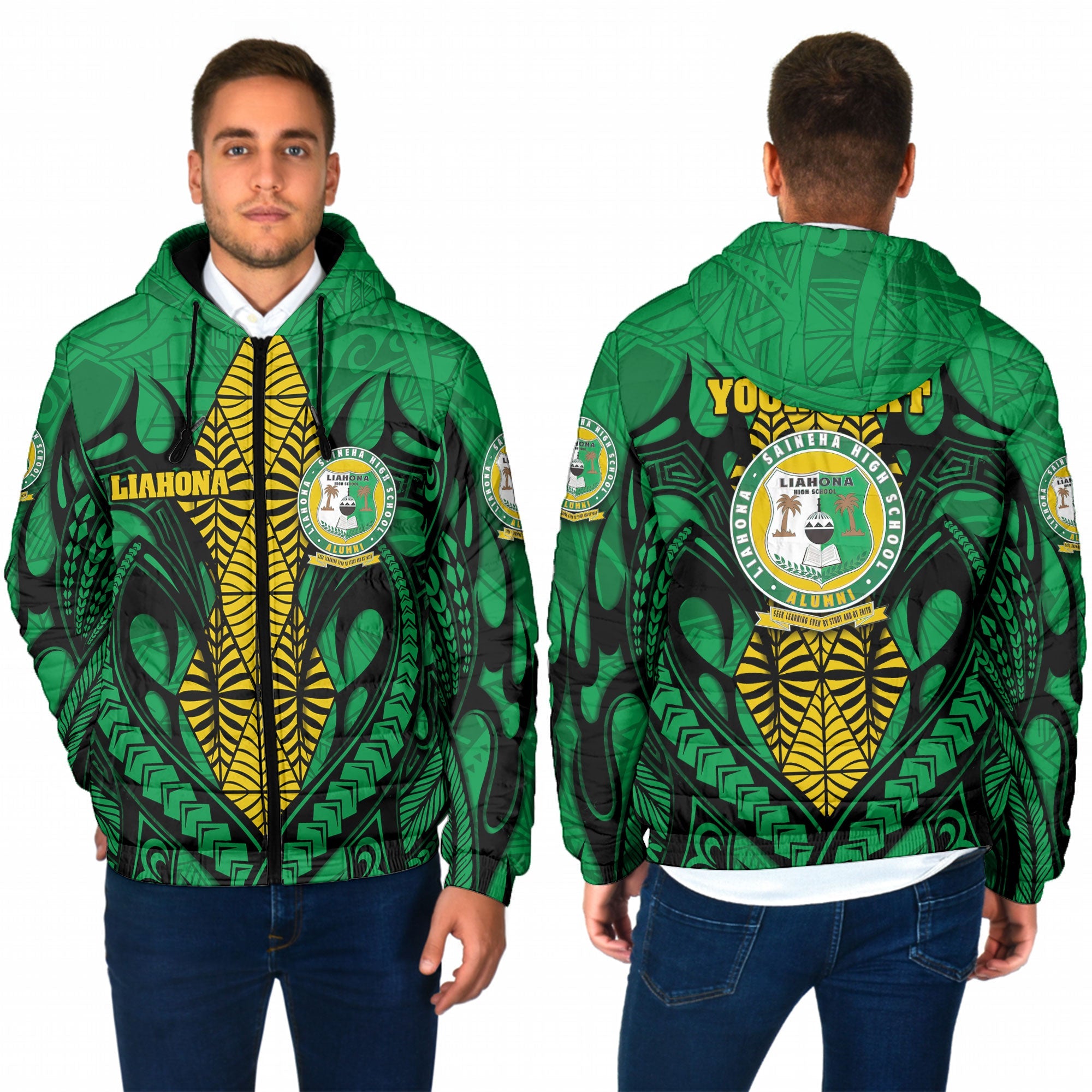 Custom Tonga Liahona High School Men Hooded Padded Jacket