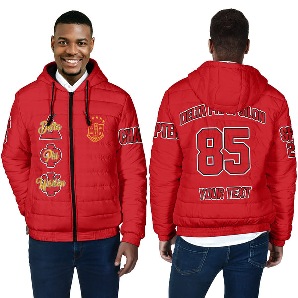 Fraternity Jacket - Personalized Delta Phi Upsilon Men Hooded Padded Jacket Original Red Style