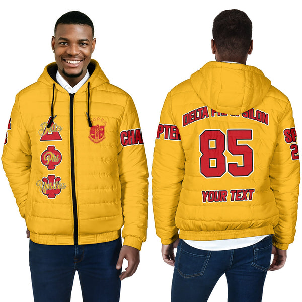 Fraternity Jacket - Personalized Delta Phi Upsilon Men Hooded Padded Jacket Original Yellow Style