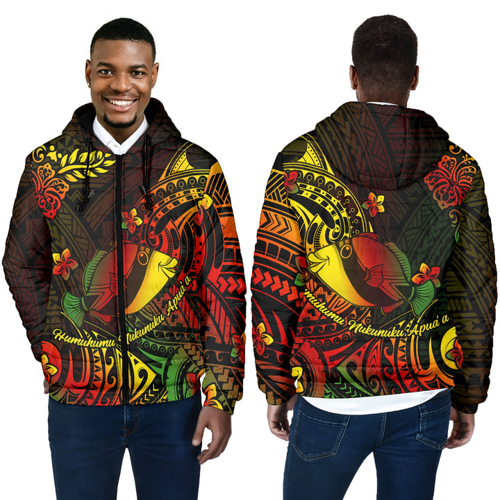 Hawaii Humuhumu Fish Men Hooded Padded Jacket Reggae Style