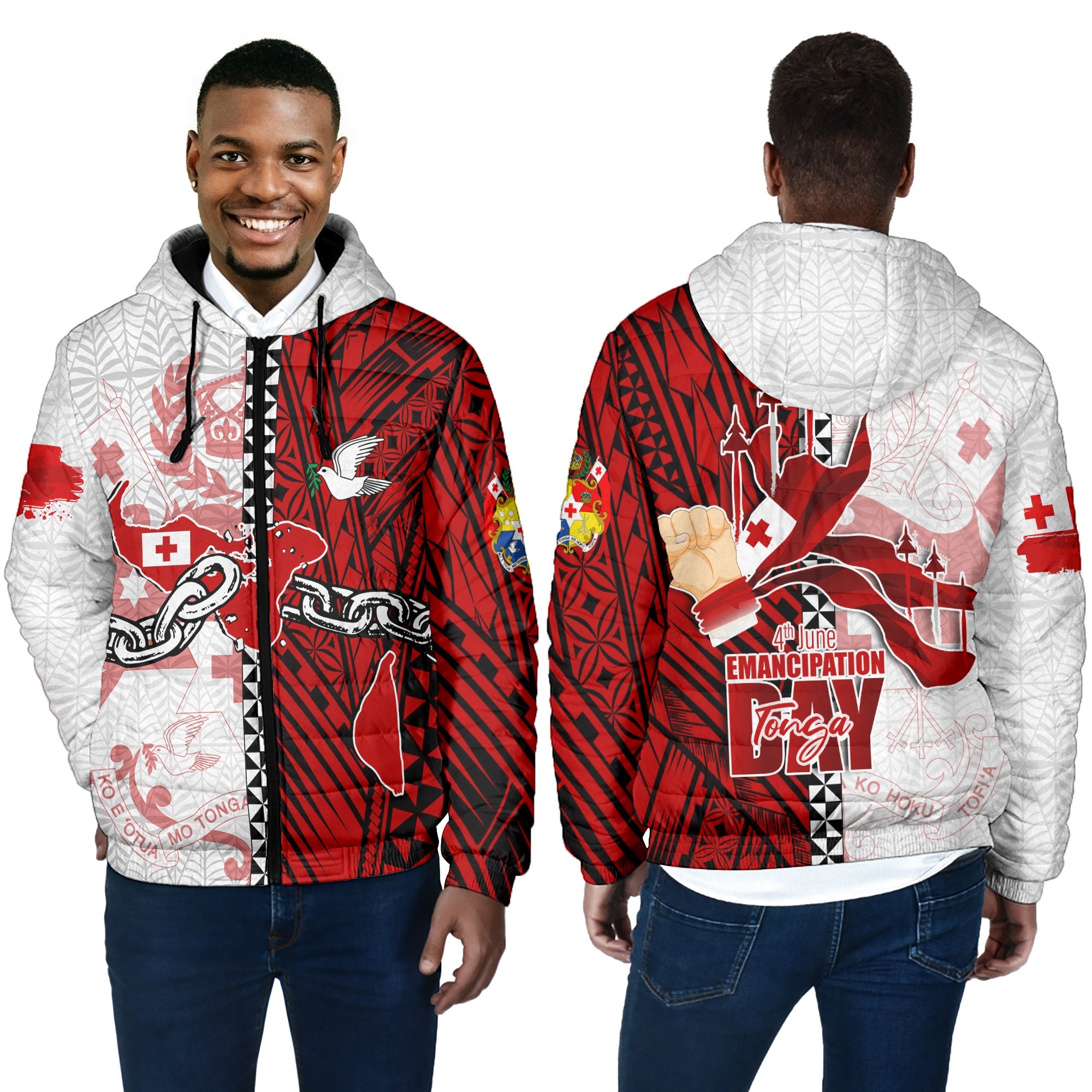 Tonga National Emancipation Day Men Hooded Padded Jacket