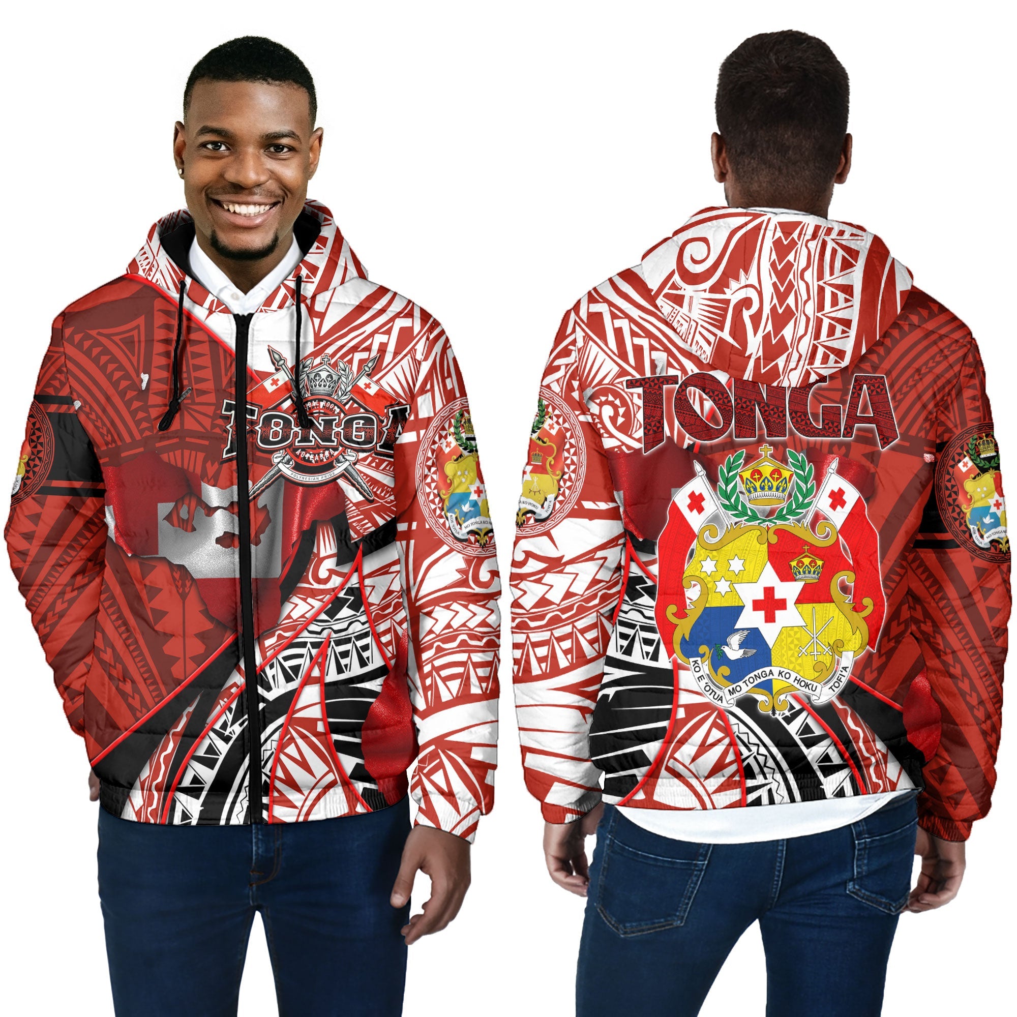 Tonga In My Heart Royal Coat Of Arms Men Hooded Padded Jacket