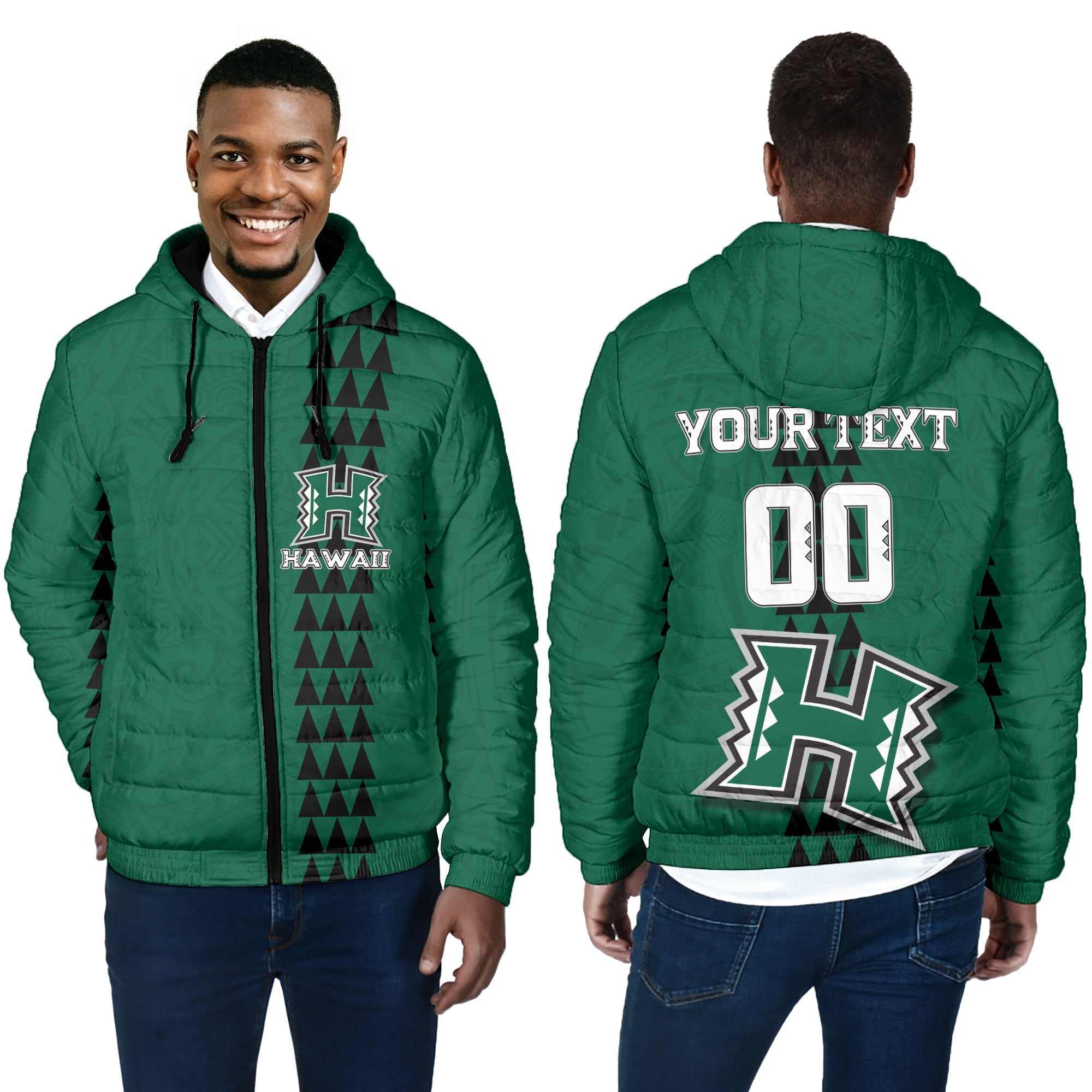 Custom Hawaii Rainbow Warriors Rugby Men Hooded Padded Jacket