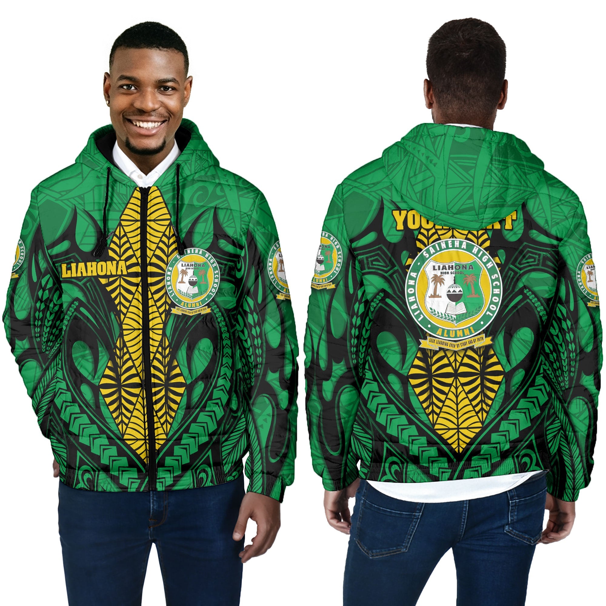 Custom Tonga Liahona High School Men Hooded Padded Jacket