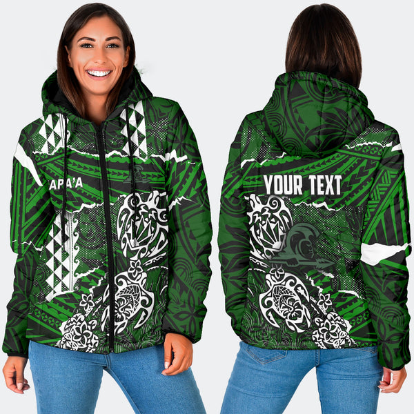 Hawaii Kapaa High School Custom Women Hooded Padded Jacket Polynesian Turtle Style