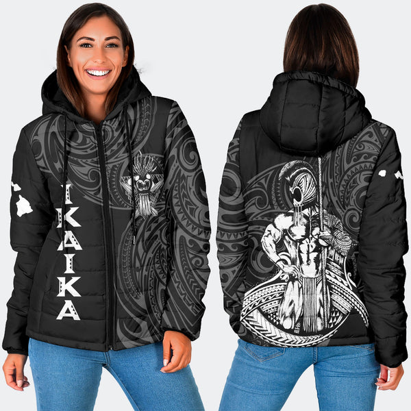 Hawaii Ikaika Warrior Women Hooded Padded Jacket Polynesian Style