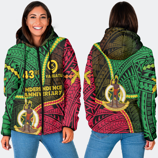 Vanuatu Women Hooded Padded Jacket Independence Day 43rd Anniversary Style