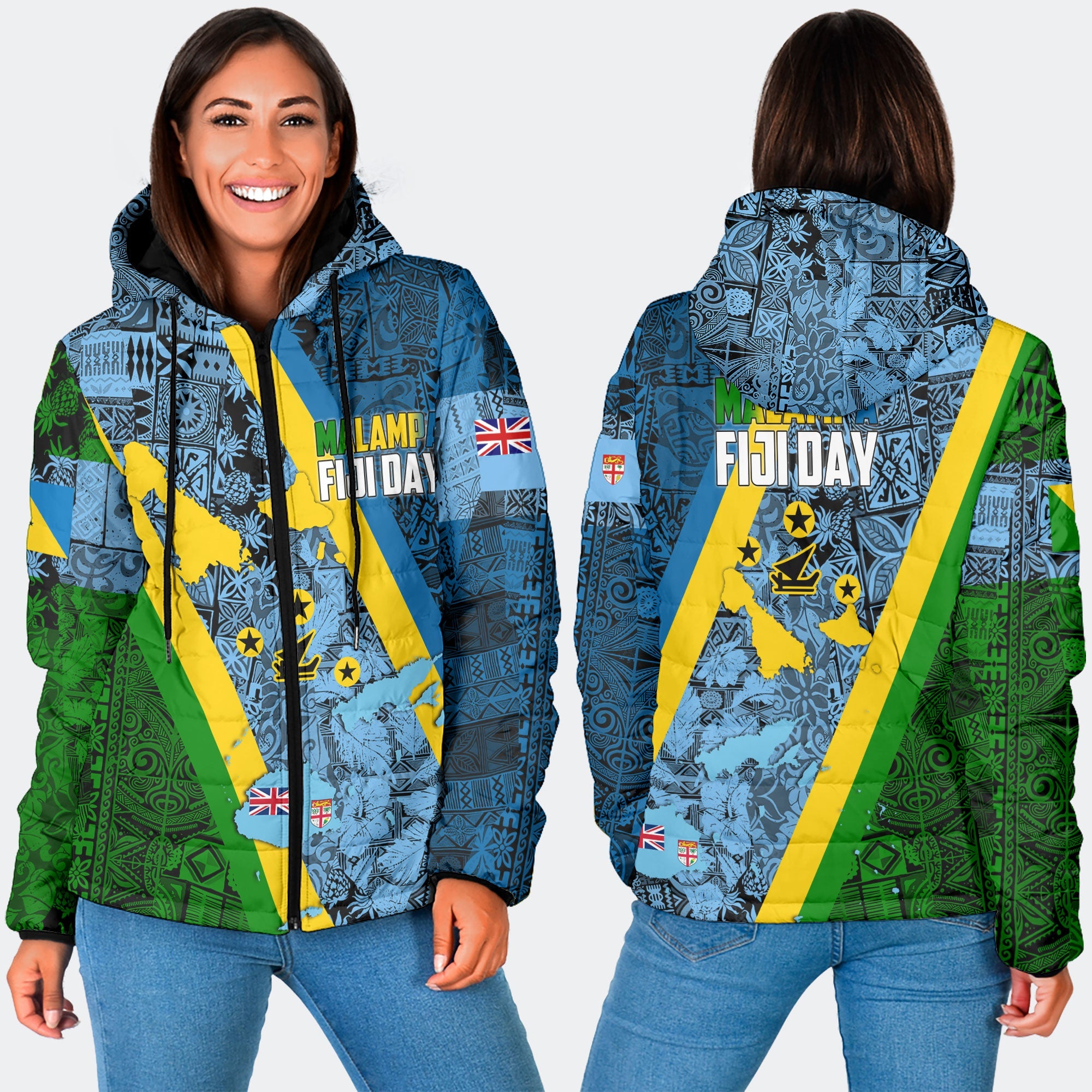 Malampa Fiji Day Women Hooded Padded Jacket