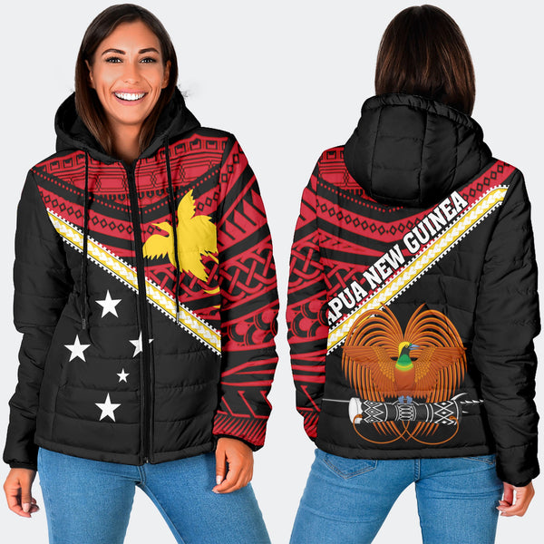 Papua New Guinea Women Hooded Padded Jacket Polynesian Flag Style