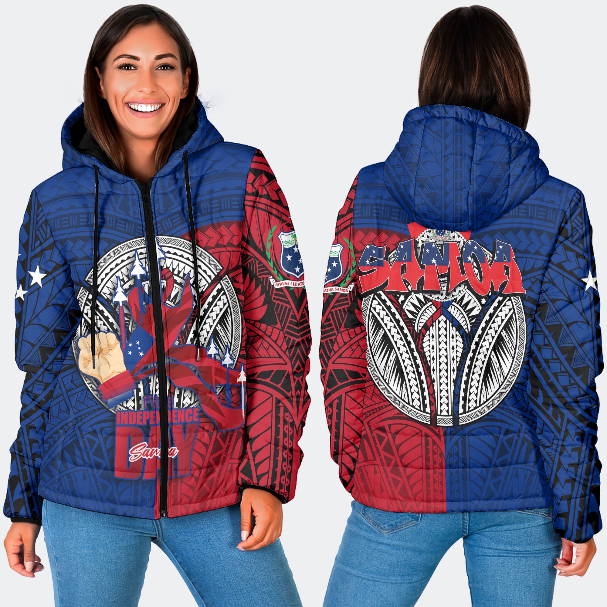 Samoa Independence Day 1st June Women Hooded Padded Jacket