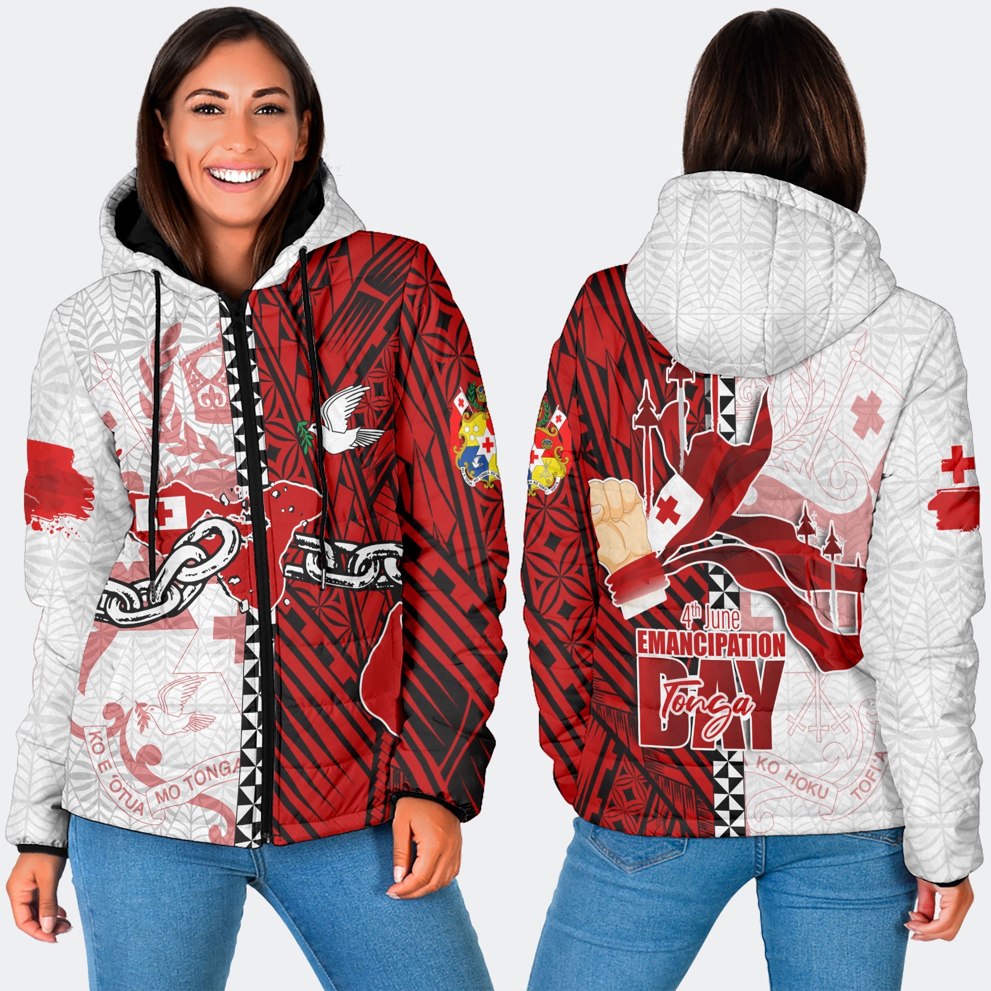 Tonga National Emancipation Day Women Hooded Padded Jacket