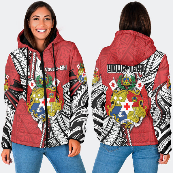 Custom Tonga Vava'u Lahi Coat Of Arms Women Hooded Padded Jacket