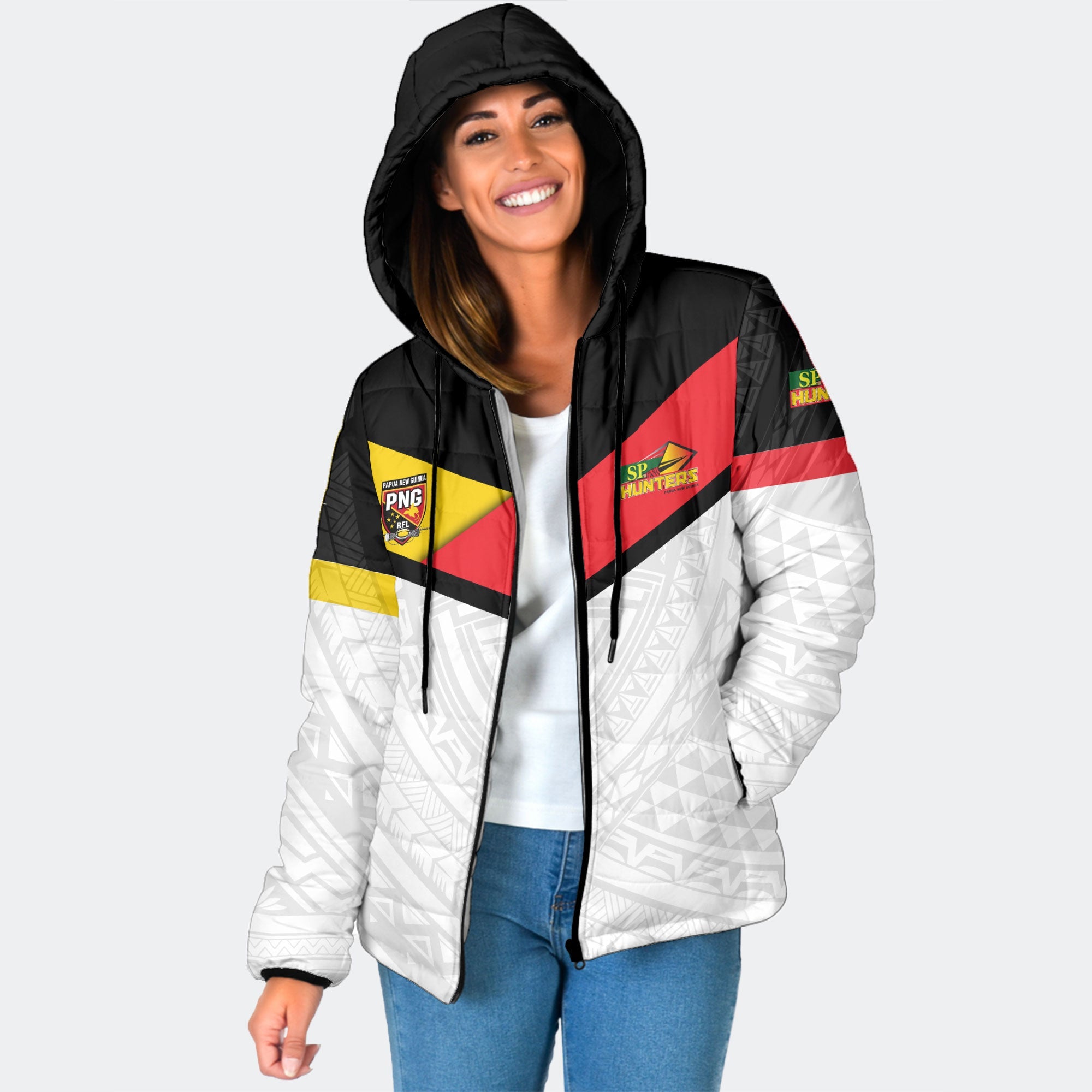 Papua New Guinea Rugby Hunters Women Hooded Padded Jacket